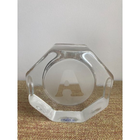 Nybro Sweden Paul Isling Monogramed A Crystal Art Glass Paperweight Ashtray - Picture 4 of 5